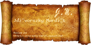 Jávorszky Marót névjegykártya